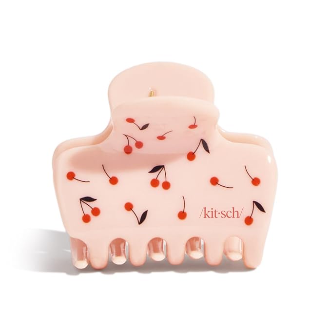 Kitsch Medium Hair Clips for Women – Strong Hold Claw Clips for Thick or Thin Hair – Recycled Plastic, Non-Slip, Durable – Cherry Print – 1pc