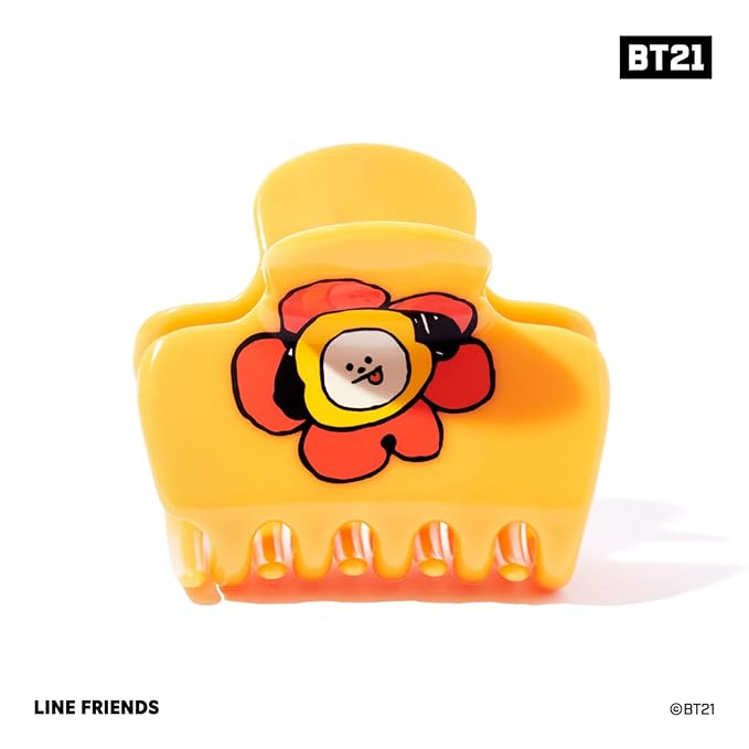 Kitsch BT21 Women Recycled Plastic Puffy Medium Hair Clips, Claw Clips for Thin and Short Hair, Chimmy