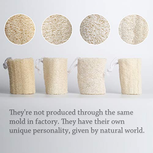 4" Natural Loofah Exfoliating Body Sponge Scrubber for Skin Care in Bath Spa Shower Pack of 4