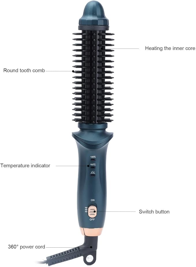 2 In 1 Curling Brush Straight Curly, Curling Iron Hair Dual Purpose Green Portable Thermostatic Electric Hair Brush US Plug 110V