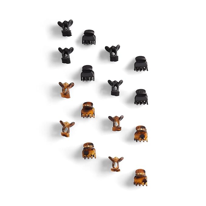 Kitsch Small Hair Clips for Women - Stylish Baby Hair Clips | Stays In Place Without Pulling or Snagging | Durable Plastic, Sturdy - Tortoise & Black, 16 Pcs