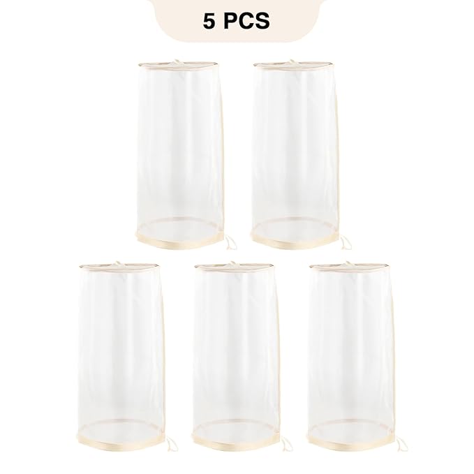 5PCS Wig Storage Bags for Multiple Wigs Transparent Mesh Hair Extension Storage Bag with Drawstring Dust-proof Wig Organizer for Multiple Wigs Accessories & Supplies & Kit for Salon Home Use