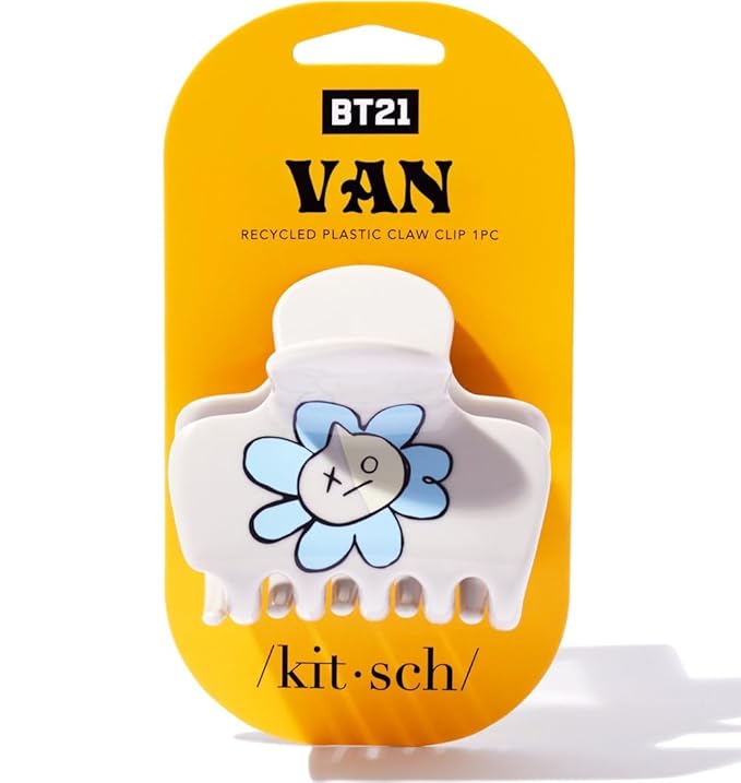 Kitsch Women's BT21 Recycled Plastic Puffy Medium Hair Clips, Medium Claw Clips for Thin Hair, Claw Hair Clips for Short Hair for Women