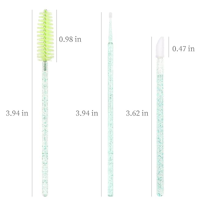 300 PCS/Sets Eyelash Extension Supplies Disposable Micro Swab Brush Match Eyebrow Spoolie Lip Brush Mascara Wand Applicator Mascara Applicator eyelashes Tool (all green handle)