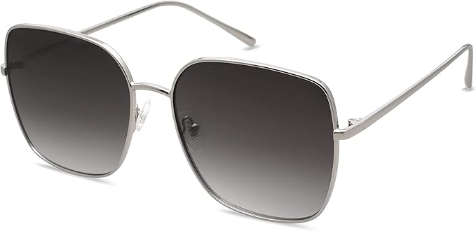 SOJOS Trendy Oversized Square Metal Frame Sunglasses for Women Men Retro Big Flat Lens UV Protection Sunglasses SJ1146