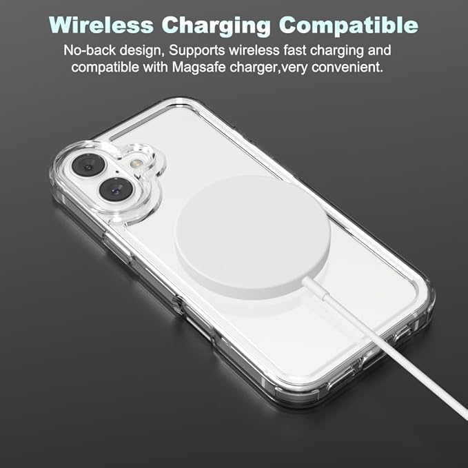 for iPhone 16 Clear Bumper Frame No-Back Case, Slim Fit Ultra-Light Anti-Yellowing Transparent Protection Heat Dissipation Phone Cover Case 6.1" 2024