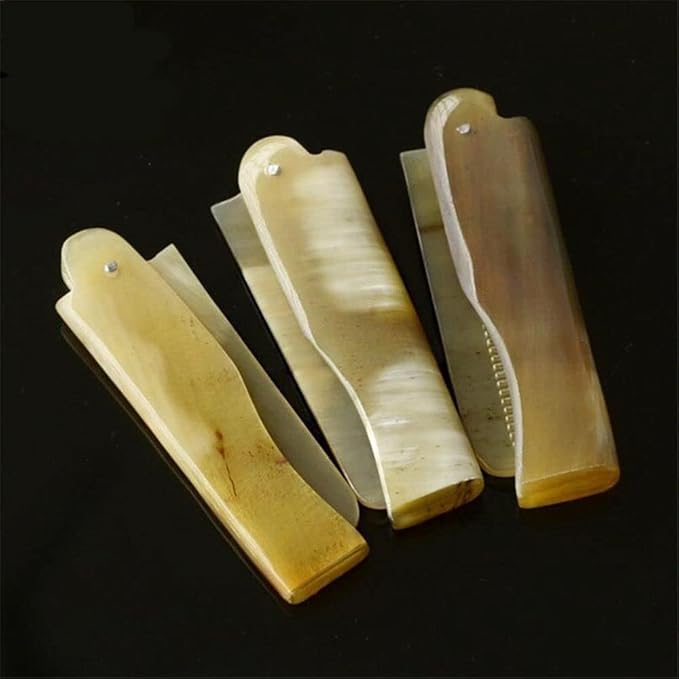 2Pcs Brown Yak Horn Comb Foldable Yak Horn Comb Pockets Clip Moustache Beard Styling Tool Portable Comb Hairdressing Hair Hair Care Tools Hair Styling Tool, Hair Brushes, Styling Tools and Appliances
