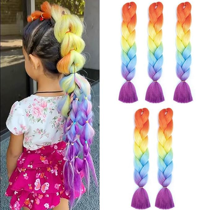 Ombre Braiding hair synthetic Crochet braids twist 24inch 5pcs/lot 100g Ombre two three tone Jumbo braid hair extensions Dreadlocks (rainbow)