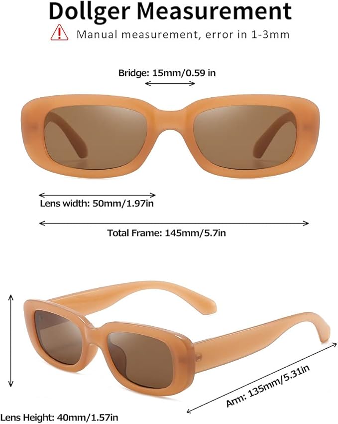 Dollger Rectangle Sunglasses for Women Men Trendy Retro Fashion Sunglasses UV 400 Protection Square Fram