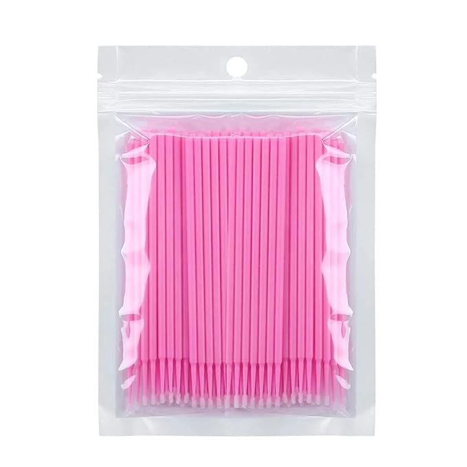 300 PCS Eyelash Extension Supplies Kit Disposable Micro Swab Brush Eyebrow Spoolies Lip Stick Brush Mascara Wand Applicator Makeup Brush Tool (Pink Sets)