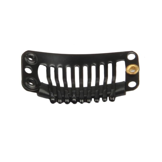 20pcs Stainless Snap Comb Clips for Wigs and Hair Extensions, DIY Hairpiece Accessories (Black)