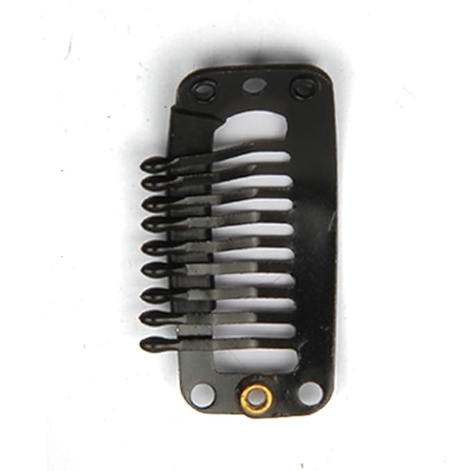 30pcs Hair Extension Clip Stainless Steel Snap Clips for Hair Extensions DIY Wig Combs Toupee Clips 9-teeth 32mm 1.2g/pc (Black)