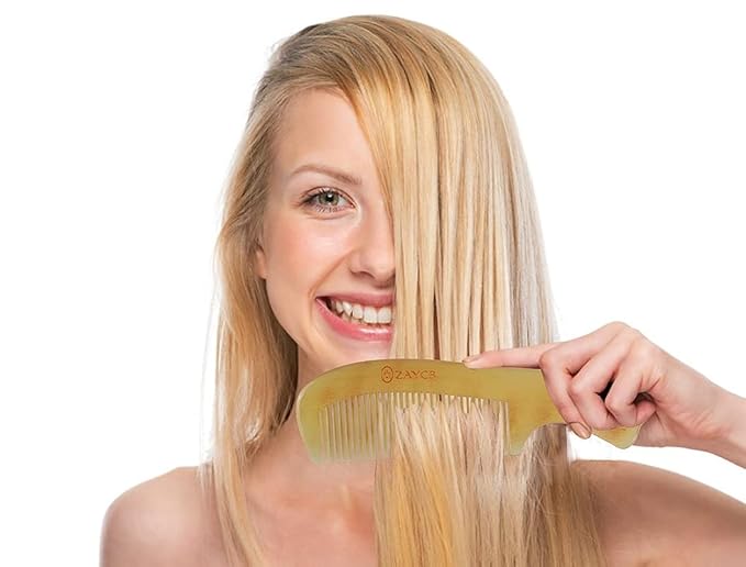 Horn Fine Tooth Comb - Anti-Static Hair Comb - Hair Styling Detangling Comb for Men, Women, and Kids - For All Hair Types