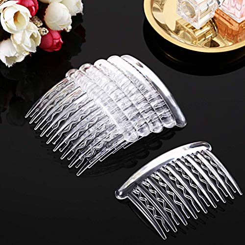 12 Pieces Plastic Teeth Hair Combs Tortoise Side Comb Hair Accessories(Transparent)