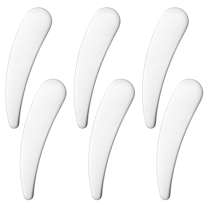 6pcs Mini Metal Cosmetic Spatulas,Reusable Skincare Spatula Face Cream Spatula Skincare Scoop Applicator for Eye Cream, Skin Care Creams, Essences Beauty Accessories