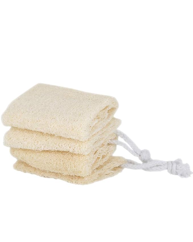 4" Natural Loofah Exfoliating Body Sponge Scrubber for Skin Care in Bath Spa Shower Pack of 4