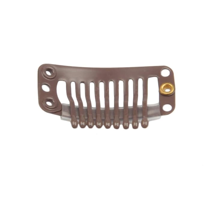 20pcs 9-Teeth Stainless Snap Comb Wig Clips, Hair Extension Clips, Wig Accessories Clip, Diy Clips for Hairpieces Wigs hair extensions (Dark Brown)