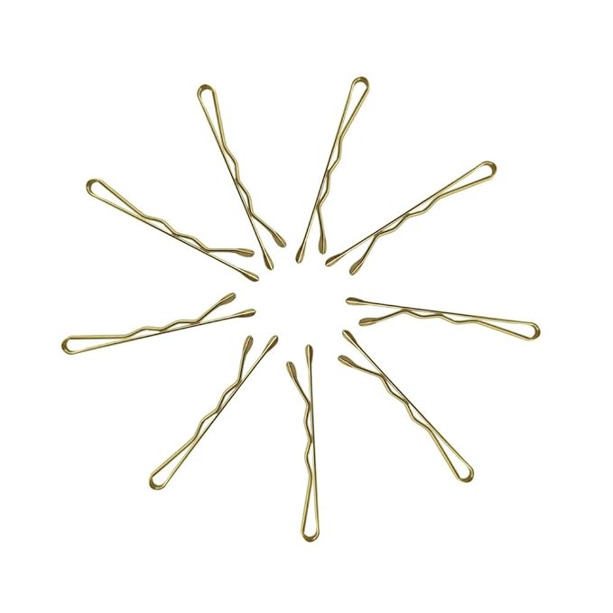 220 Count Mini Wavy 1.38 Inch Blonde Bobby Pins, YINGFENG Small Gold Hair Clips with Storage Box for Updos, Metal Hair Clips for Kids, Girls and Women, Suitable for All Hair Types
