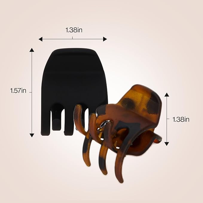 Kitsch Eco-Friendly Medium Claw Clips - Cute & Stylish Short Hair Accessories for Women, Girls | Ideal Size for Any Hairstyles, 2pcs (Black & Tortoise)