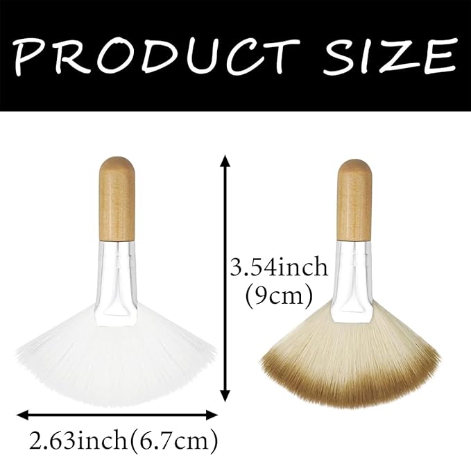 4 Pack Fan Brushes for Women Face Soft Bristle Highlighting Brush Facial Applicator Brushes with Handle Face Makeup Tools (Style 3)