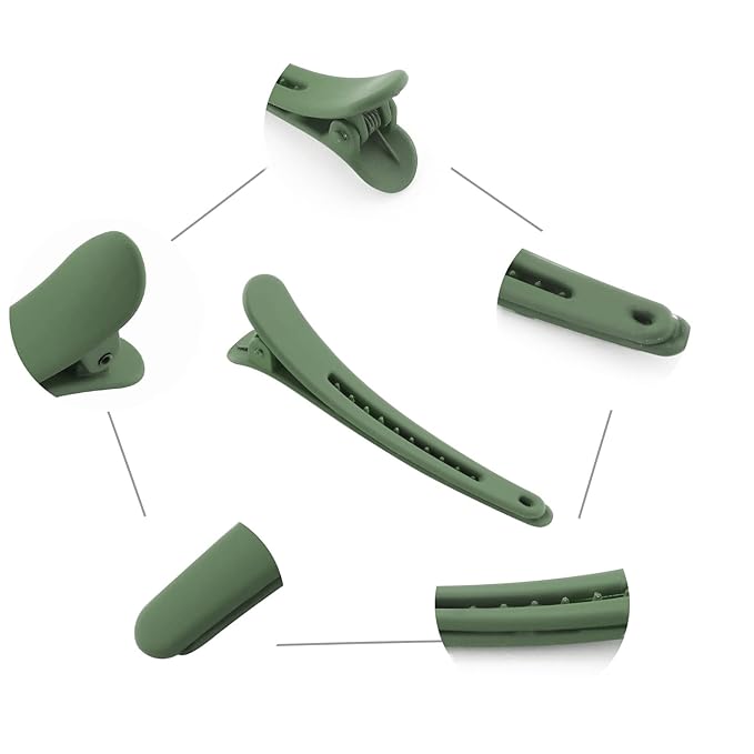 24 PCS Green Hair Clips for Styling and Sectioning - 3.1 Inch Matte Alligator YISSION Barrettes, No Crease Duck Billed Clips, Accessories for Women and Girls