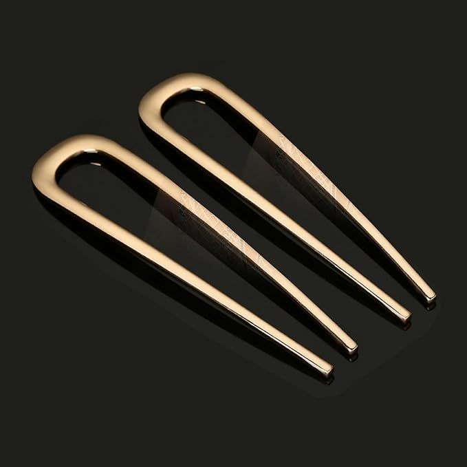 2 Pcs Metal French Hair Pins, French Twist Hair Pin for Buns, U Shaped French Pins for Women Girls, Hair Sticks, Hair Fork