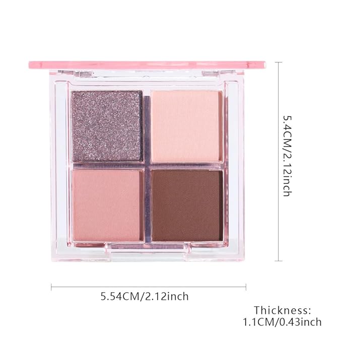 Eyeshadow Quads Blendable Glitter Matte Eyeshadow Palette,Purple Gold Nude Grapefruit Dark Brown Sparkly Four Eyeshadow Palette Makeup,Everyday Nature Long-Lasting Waterproof Women Girls Eyeshadow 2#