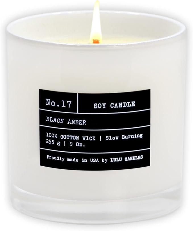 Lulu Candles | Black Amber | Luxury Scented Soy Jar Candle | Hand Poured in The USA | Highly Scented & Long Lasting (9 Oz.)