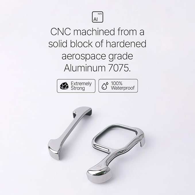 Arc Pulse Compatible with iPhone 16 Pro Phone Case (2024), Minimalist Protective Shock Absorption Aerospace Grade Aluminum Shells + Elastomer Inlays Easy Fit 6.3 inch (Aluminum Polished Silver)