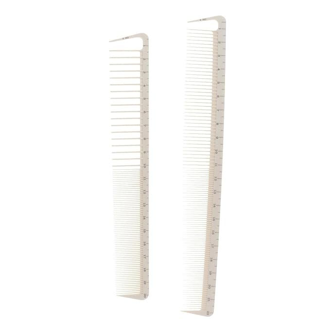 2pcs White Professional Hair Cutting Combs Set,Simple Salon Hair Styling Measure Combs,Beautiful Anti Hairdressing Barber Combs,Styling Tools and Appliances 10.87 x 3.74 x 0.28 inches