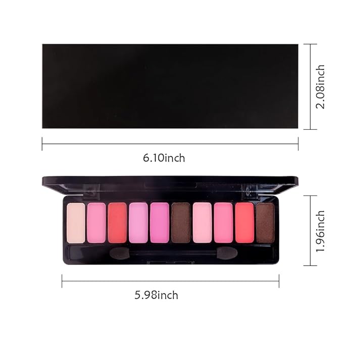 Ten-Color Eyeshadow Palette, Nude Red Pink Light Red Rose Light Pink Browm 10 Shimmer and Matte Shades, Blendable Powder, Party Eye Makeup, Vegan and Cruelty-Free, Built-In Mirror and Brush, 04#