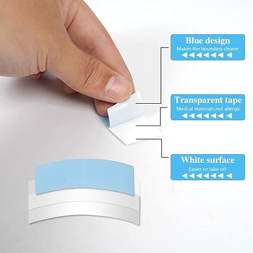80pcs Wig Tape for Lace Wigs Lace Front Tape Double Sided Waterproof Wig Adhesive Tape Strong Hold Clear Lace Tape for Wig Toupee Hairpiece (Blue)