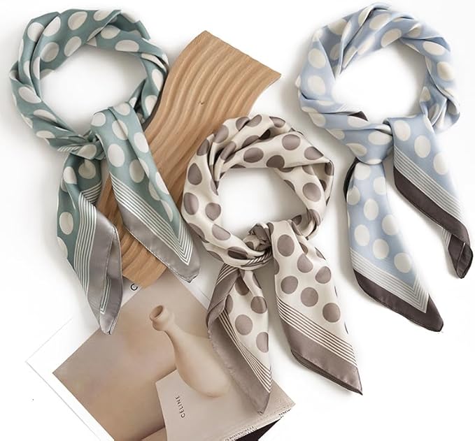 MINIDORA Satin Scarves for Women 27.5 × 27.5 inches Medium Square Elegant Silk Feeling Head Scarf