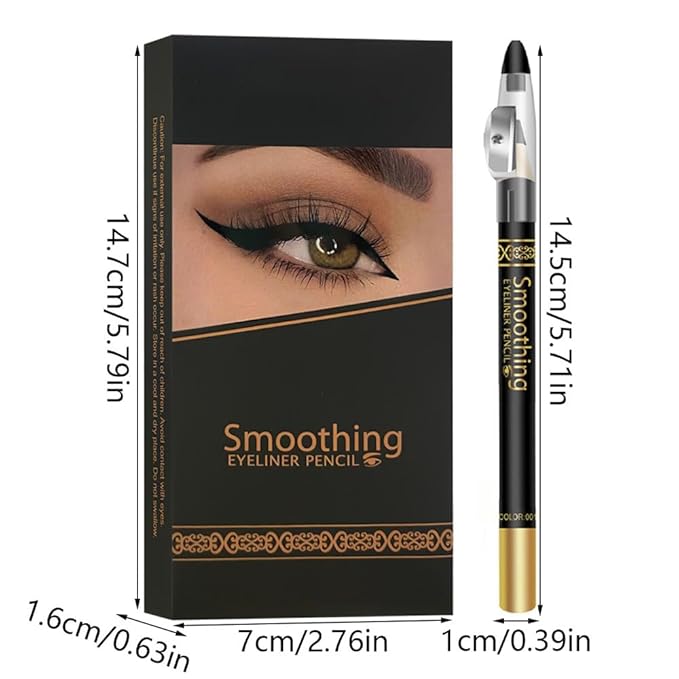 6 Pcs Black Eye liner Pen Set with Sharpener, Wooden Voluminous Smoldering Eye liner, Smooth Creamy Matte Tattoo Pencils for Women,Hairline Eyebrow Makeup (6Pcs-Smooth Creamy Black Sticks)