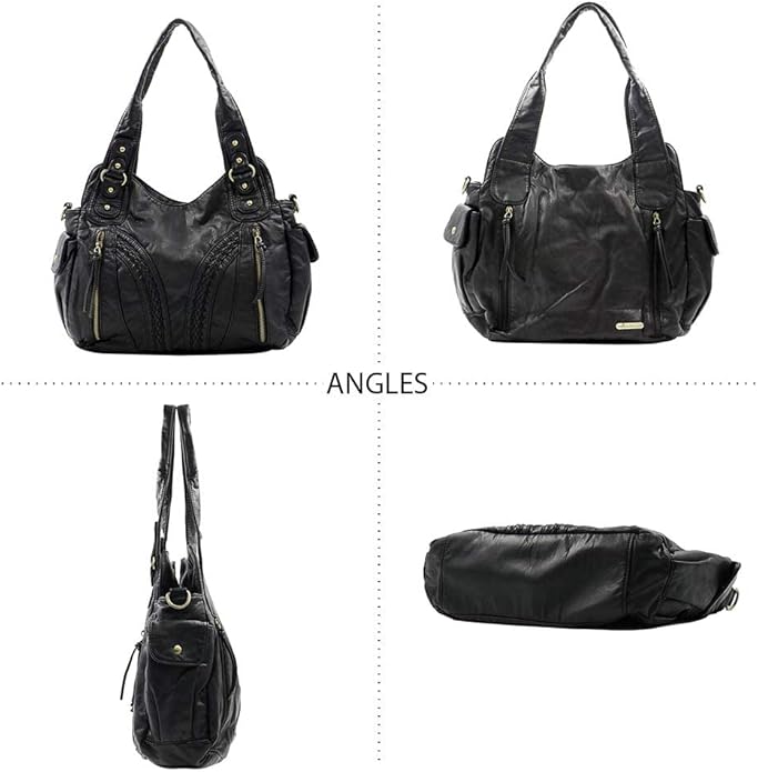 Montana West Washed Leather Hobo Bags for Women Roomy Handbags with Crossbody Strap