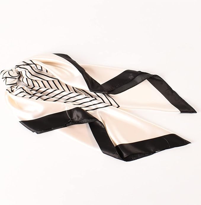 35 x 35 Women's Fashion Pattern Large Square Silk Like Hair Scarf Head Sleeping Wrap Satin Neck Bandana for Gift…