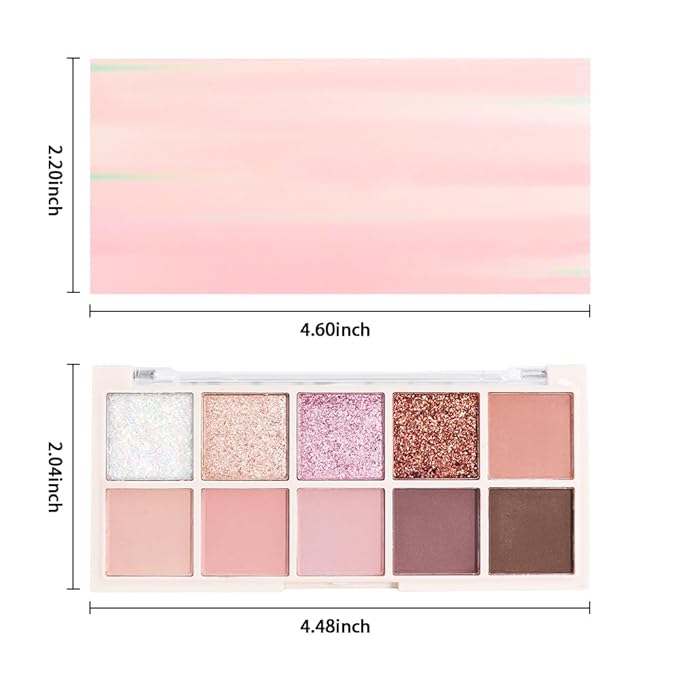Ten Color Matte Shimmer Eyeshadow Makeup Palette,White Champagne Gold Rose Gold & Nude Pink Plum Dark Brown 10Color Series Powder Eye Shadow,Daily Makeup Eyeshadow,Easy to Carry,Vegan&Cruelty-Free 01#