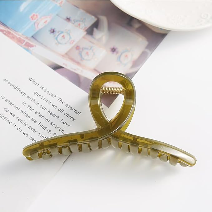 Jelly Claw Clips for Women Girls, 5 Inch Hair Styling Accessories for Long Thick Hair, Jumbo, Extra-large, Oversized (Jade green Crossover)