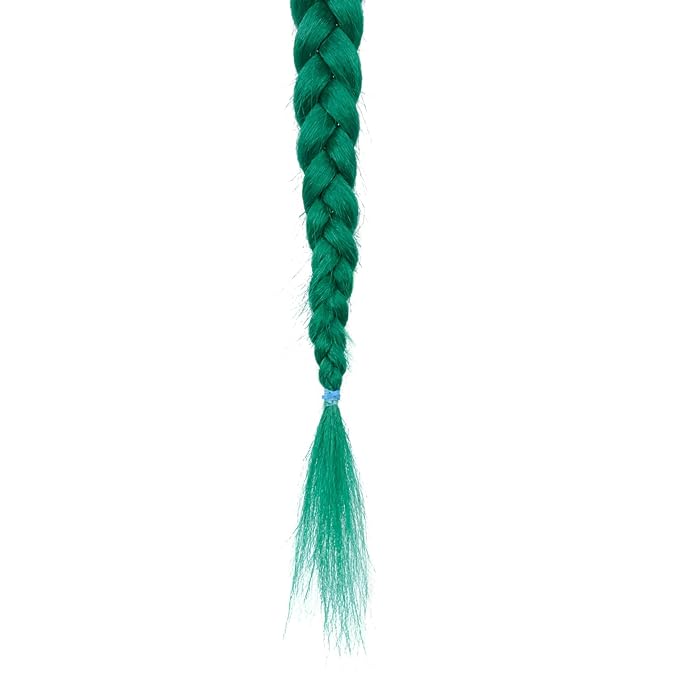 2 Pack Braid Ponytail Extension with Elastic Tie Straight Sleek Wrap Around Braid Wig Ponytail Green gradient 26 Inch (Dark green/green)