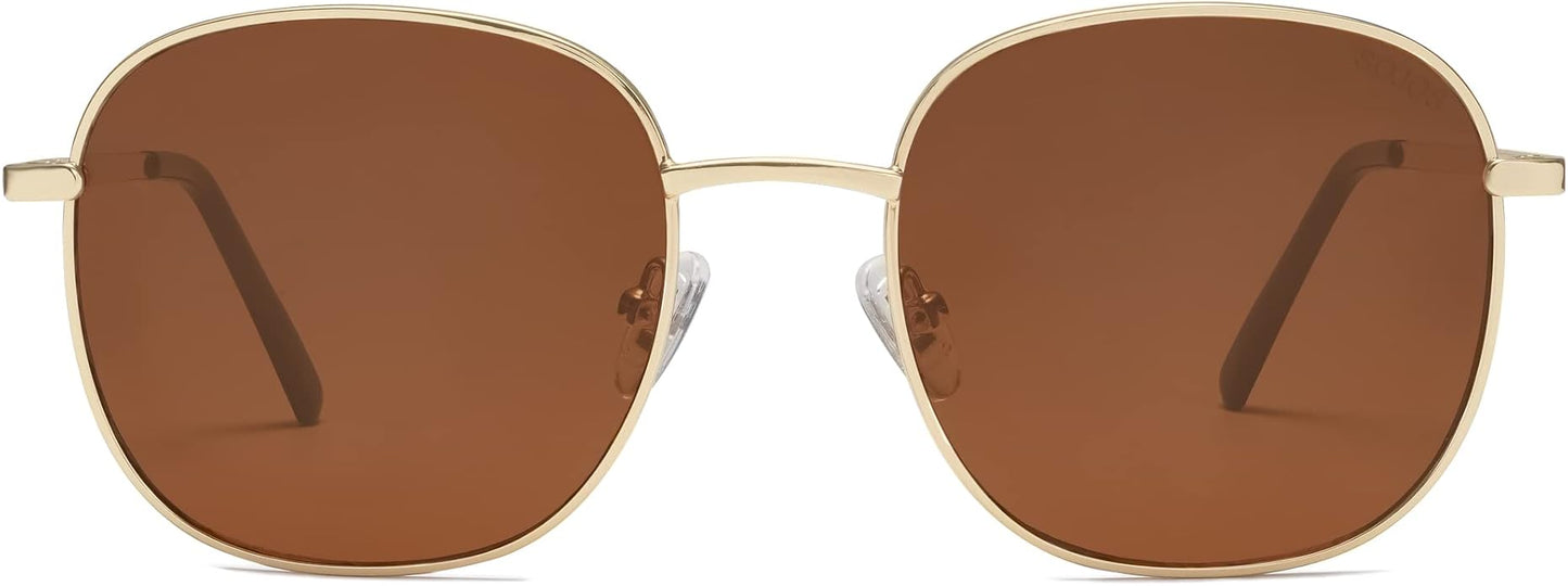 SOJOS Classic Trendy Square Sunglasses for Women Men Cute Big Frame Gold Shades SJ1137