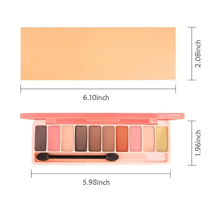 Ten-Color Eyeshadow Palette, Nude Brown Pink Yellow Orange 10 Series Shimmer and Matte Shades, Blendable Powder, Create Exquisite Eye Makeup, Vegan and Cruelty-Free, Built-In Mirror and Brush, 01#