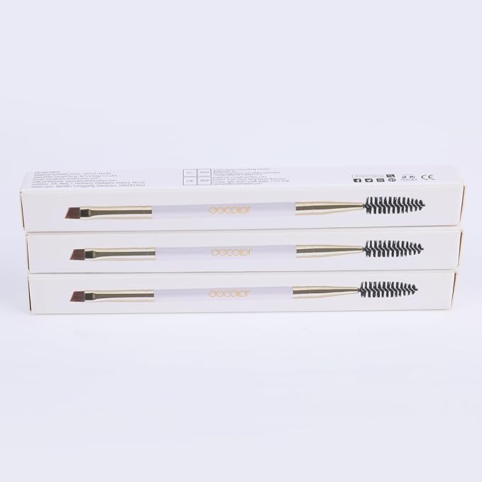 Docolor Eyebrow Brush Duo Eyebrow Spoolie 3Pcs Professional Angled Eye Brow Brush Perfect for Lining and Shaping Brows, Spoolie for Brows or Lashes White