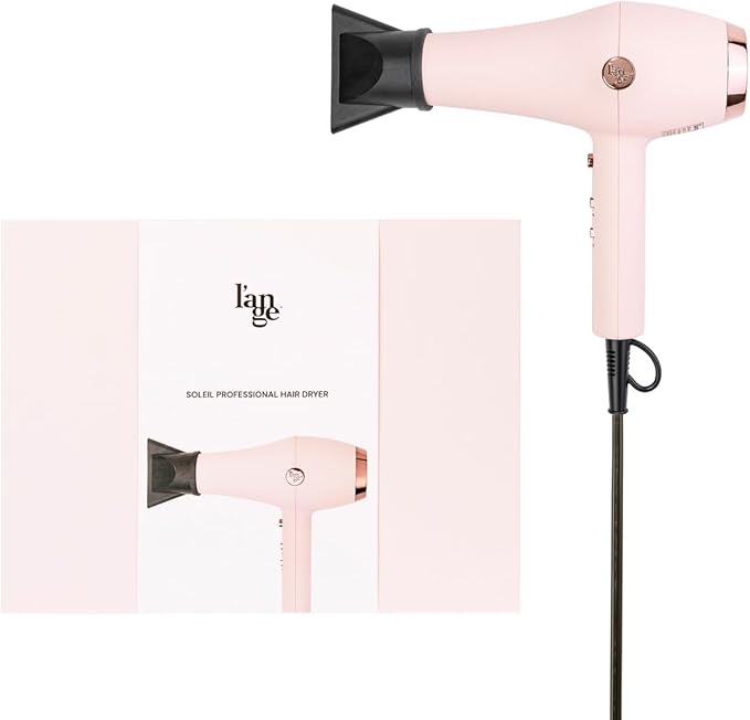 L'ANGE HAIR Soleil Professional Hair Dryer | 3 Heat Settings & 2 Airflow Settings | Cool Shot Locks-in Style | Professional Length Cord | Best Lightweight Hair for Smooth Blowouts (Blush)