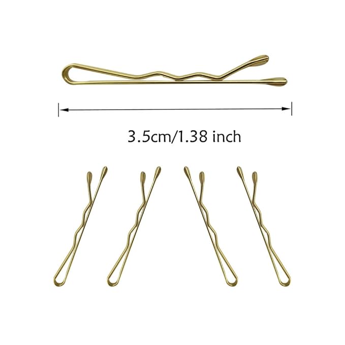 220 Count Mini Wavy 1.38 Inch Blonde Bobby Pins, YINGFENG Small Gold Hair Clips with Storage Box for Updos, Metal Hair Clips for Kids, Girls and Women, Suitable for All Hair Types