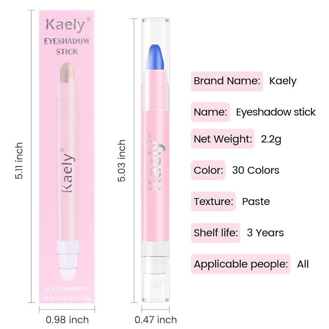 evpct 2Pcs Cream Eye Shadow Brightener Sticks Set for Eyes Waterproof, Violet & Royal Blue Shimmer Cream Eyeshadow Applicator Stick Long Lasting Pigmented Eye Makeup sombras en crema para ojos 9+13