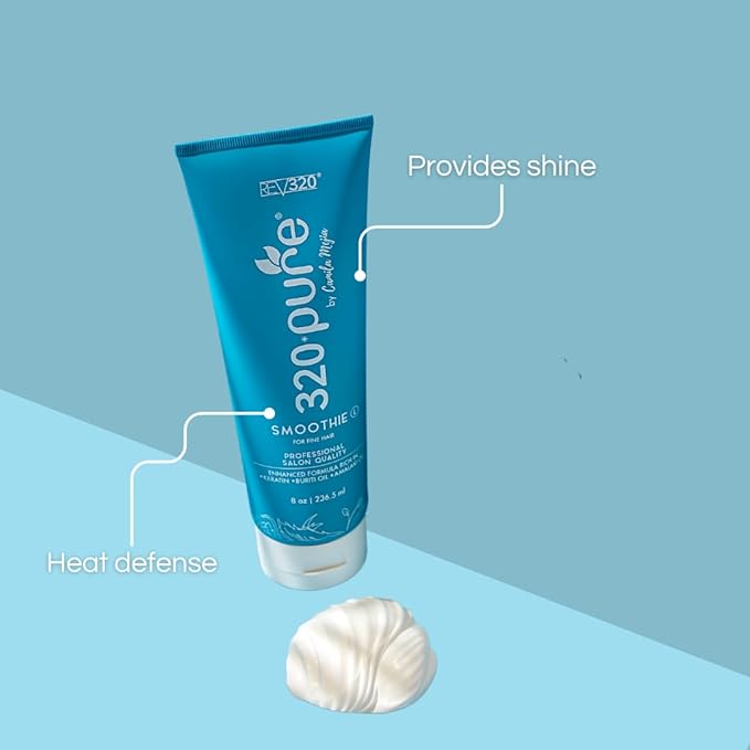 320Pure Smoothie Leave In Conditioner For Fine Hair 8oz, Sulfate Free, Color Safe & Lightweight Formula, Deep Repair Moisturizing Detangler for Fine, Frizzy, Curly, Thick, Wavy, Dry & Damaged Hair
