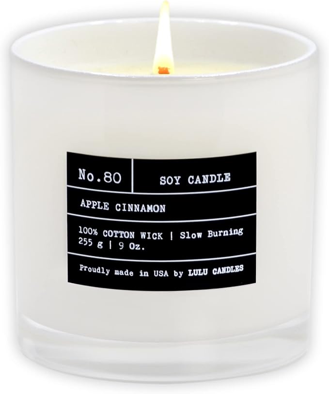 Lulu Candles | Apple Cinnamon | Luxury Scented Soy Jar Candle | Hand Poured in The USA | Highly Scented & Long Lasting (9 Oz.)