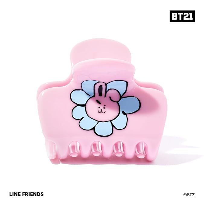 Kitsch BT21 Recycled Plastic Puffy Medium Hair Clips for Women, Claw Clips for Thin and Short Hair, Cute Claws for Girls, Cooky
