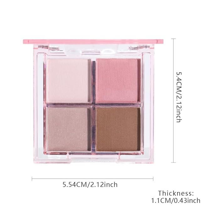 Eyeshadow Quads Blendable Glitter Matte Eyeshadow Palette, Nude Pink Nude Brown Coffee Shinmmer Sparkly Four Eyeshadow Palette Makeup, Everyday Nature Long-Lasting Waterproof Women Girls Eyeshadow 1#