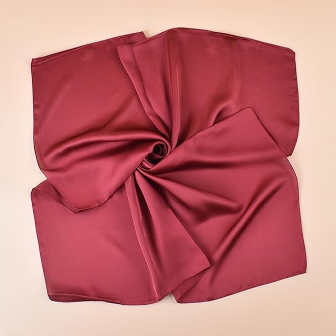 MINIDORA Satin Scarves for Women 27.5 × 27.5 inches Medium Square Elegant Silk Feeling Head Scarf